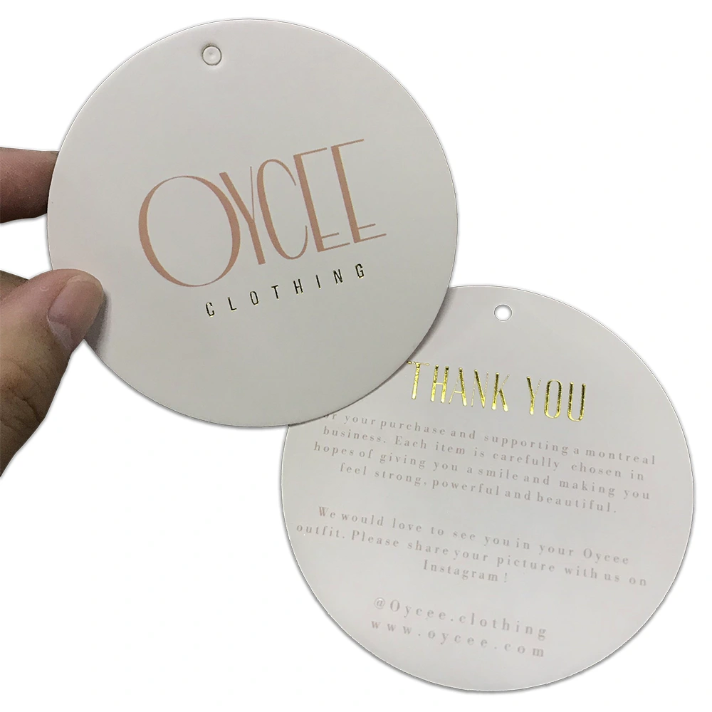 circular foil printed clothing tags