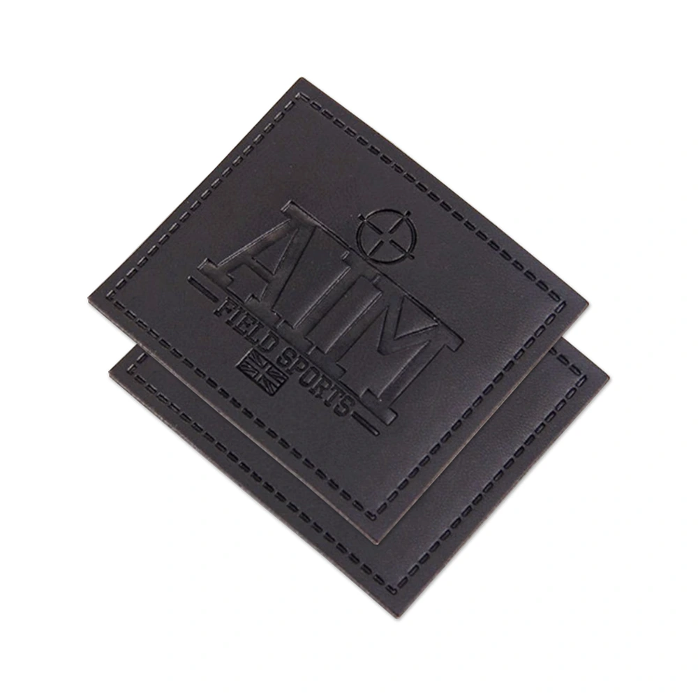 New metal Black Leather Embroidered Patches for Clothes Iron on